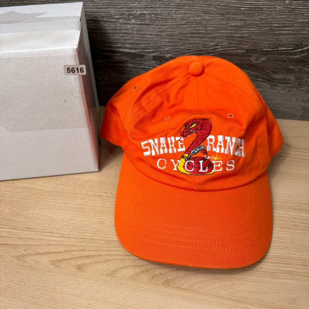 Snake Ranch Cycles Hat Cap Strap Back Orange Adjustable - Picture 12 of 12